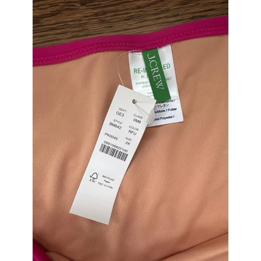 J.Crew‎ Re-imagined High-Waisted Bikini Bottom Pink BM642 Womens 3X NEW